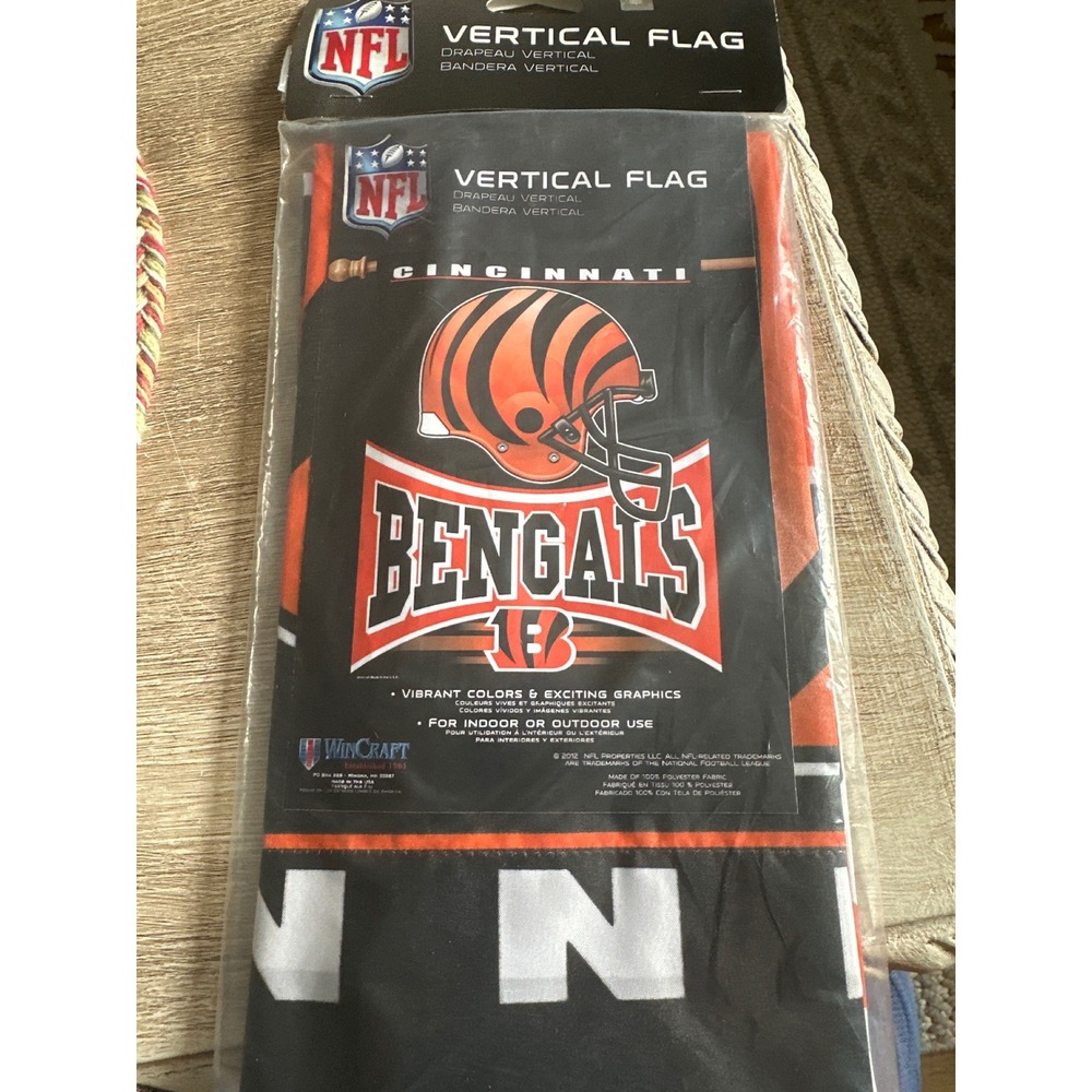 WinCraft NFL Cincinnati Bengals Vertical Flag Banner Indoor Outdoor Polyester